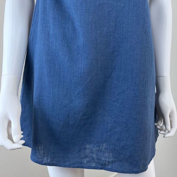 Madewell Rio Size XXS Pullover Ruffle Linen Chambray Shift Mini Dress Boho Party - Picture 6 of 16